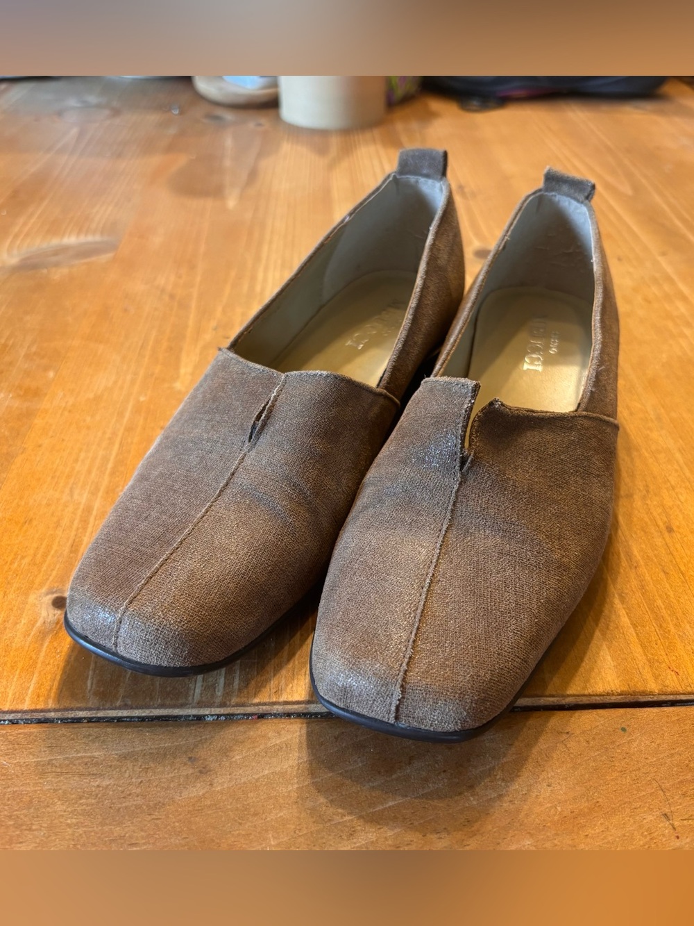 VTG Sesto Meucci womens italian square toes slip on loafers brown 7W
